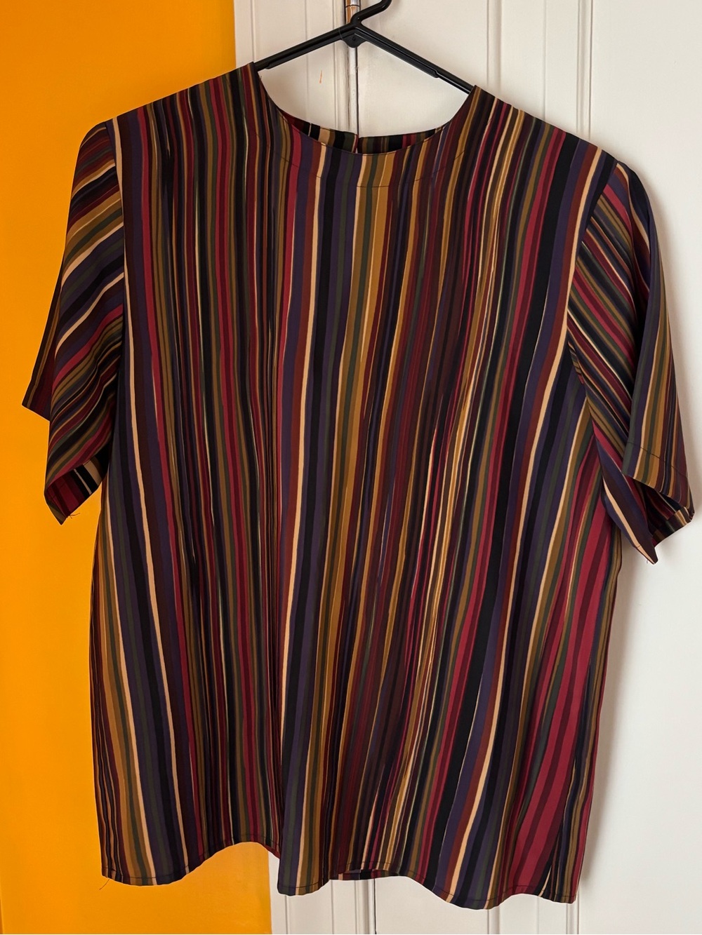Vintage Striped Multicolor Short-Sleeve Blouse - Women